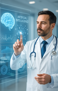 Médico con AI Inteligencia Artificial en Medicina